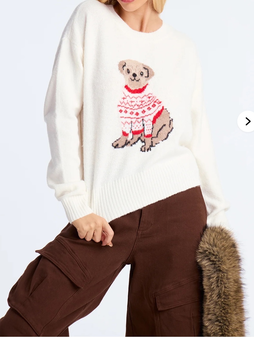 Stay Pawsitive Puppy Graphic Christmas Sweater